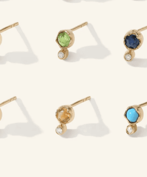 Birthstone Diamond Stud Earrings,